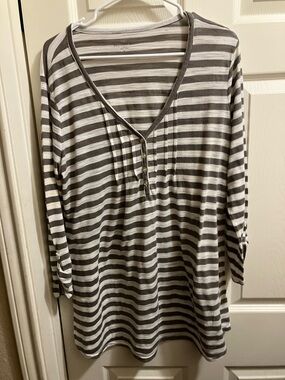 Banana Republic Striped Knit Tunic - Gray & White